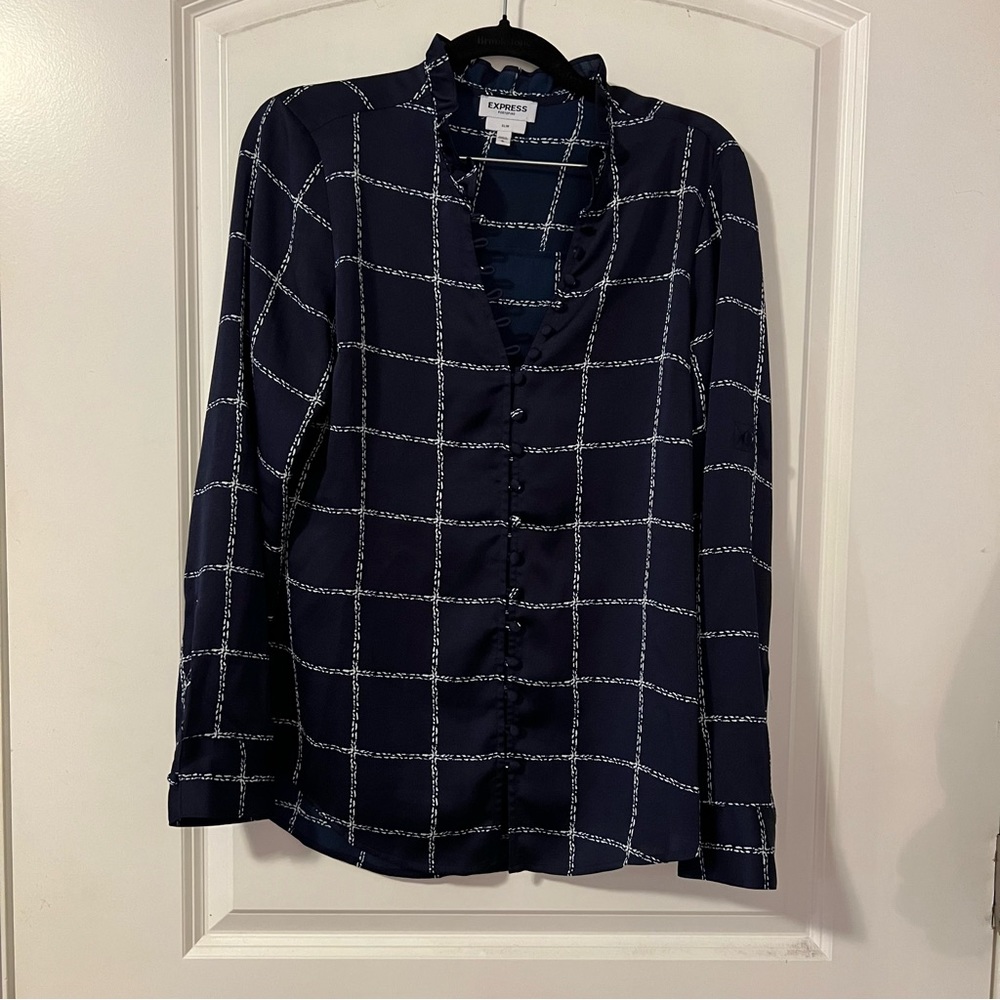 Express Blue Button Down Top